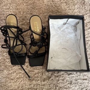 EGO Black Lace-Up Heels